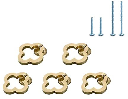 Fanruier 5 x goldene Schrankgriffe aus massiver Zinklegierung, Küchenschrank, Einzelloch für Nachttisch, Griff, Schubladenknöpfe, Möbelgriff, Hardware (6780)
