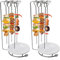 Eivdru Estante colgante de acero inoxidable, soporte vertical para pinchos de barbacoa, juego de 5 pinchos planos para asar brochetas con soporte para brochetas, palos de barbacoa reutilizables