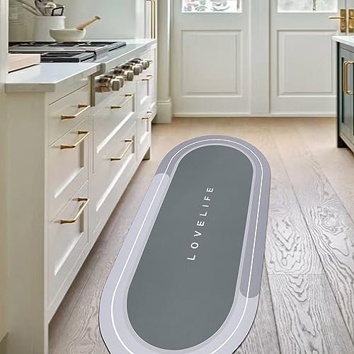 Alfombra de baño de secado rápido, antideslizante, súper absorbente, lavable, alfombrilla antideslizante de barro de diatomea, alfombrilla antideslizante con respaldo de goma para ducha, cocina, baño,