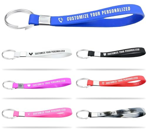 Zkgiftsdz Personalisierter Silikon-Schlüsselanhänger mit Gravur Namen und Logos, Personalisierte Gummi schlüsselband für Damen,Motorrad,Auto