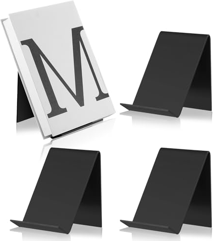 3 Stück Buchständer Acryl Buchaufsteller Schwarz Buchstütze Plexiglas Prospektständer Tischständer Schräg 13x10x11,5cm Warenträger Warenstütze für Bücher Bilderalben Menüposter Bilderbücher