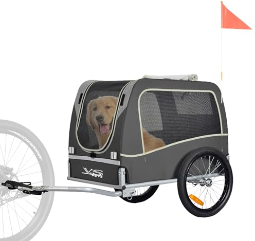 Tiggo VS Classical Hundeanhänger Fahrradanhänger für Hunde bis 30 kg Hundefahrradanhänger (Grau)