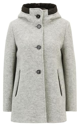 Gil Bret Damen Wolljacke mit Kapuze Light Grey Melange,38