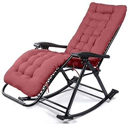 FASOHJ Multifunktionale, tragbare faltbare Sonnenliege, Schaukelstuhl, zusammenklappbar, Mittagspause, Loungesessel, Fauler Stuhl, Outdoor, Büro, Perlen-Baumwollpolster, Sonnenliege, um Glück zu