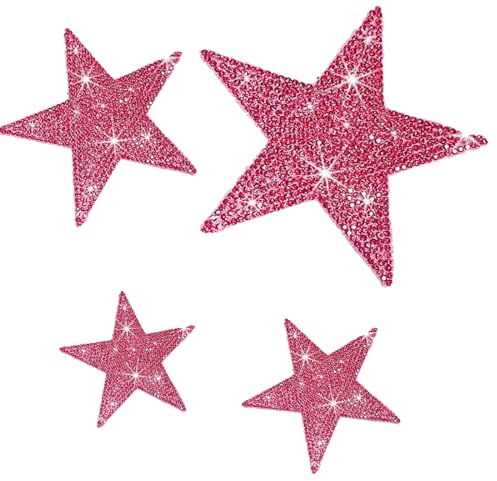 4 Pcs Kristall Auto Aufkleber Bling Strass Stern Aufkleber Selbstklebende Auto Aufkleber Auto Emblem Aufkleber Aufkleber Aufkleber Dekoration für Autos Fenster Laptops Gepäck Gitarre (Rot)