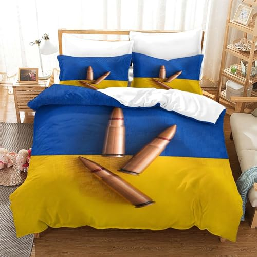 OJBKOBACC Blau-gelbe Flagge der Ukraine Mädchen Junge Kinder Bettwäschegarnitur 3D Gedruckter Bettbezug Set Bettwäsche Reissverschluss Und Kissenbezüge Weich Microfaser 3 Teilig Super King(260x220cm)