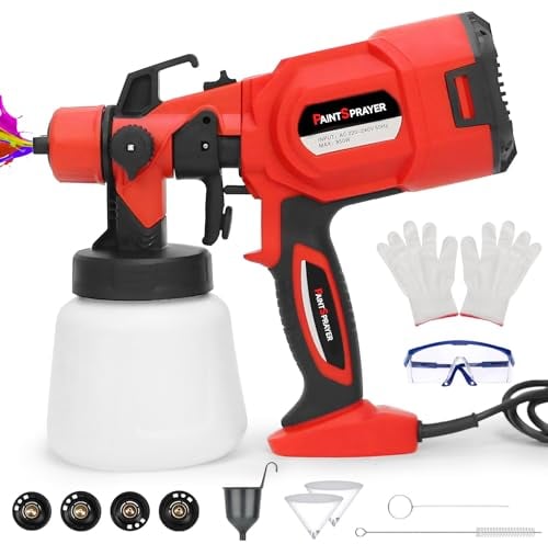 Farbsprühsystem, Shulltji 850W Lackierpistole Elektrisch mit 4 Düsen & 3 Sprühmustern, Farbsprühgerät Verstellbarem Farbfluss, 1400 ML Farbsprühsystem Wandfarbe, Farbpistole für Wände Decken Zäune