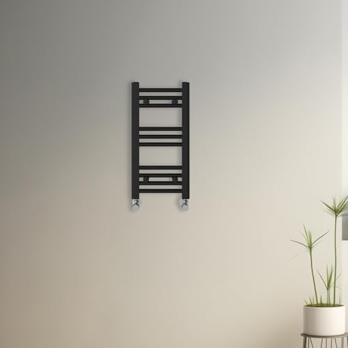 Blümme Heated Towel Rail Bathroom Ladder Radiator Straight 600 x 300mm Central Heating Towel Radiator Warmer Black