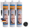 Mastic Silicone- Haute Température 3x 310 ml-Étanchéité Sanitaire et Extérieure- Idéal pour Intérieur et Extérieur- joint salle de bain-Sanitary Silicone sealant for indoor &outdoor use,(noir)