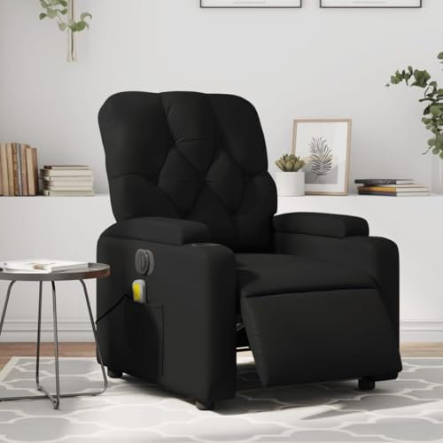Willood Massagesessel, Fernsehsessel, Relaxsessel mit Liegefunktion, Liegesessel Elektrisch Schwarz Kunstleder