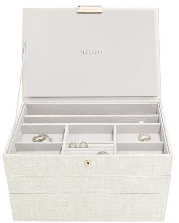 Stackers Linen & Oatmeal Classic 3er Schmuckkasten in Hellbeige