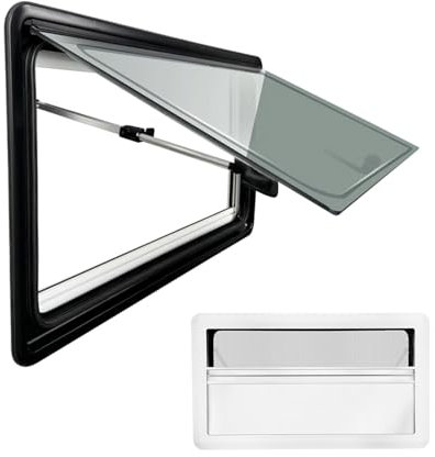 UKETO Ventana para Camper y Caravana: Ventana Abatible Externa con Persiana Integrada y Mosquitera, Ideal para Todos los Tipos de Vehículos(500x450mm)