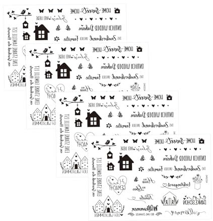 YILANJIN Rub On Sticker, 4 Stück Rub On Folie Transferaufkleber für Glas, Wasserschiebefolie Kerzen für DIY Basteln Deko, Folie Transferaufkleber für Handarbeiten, Scrapbooking, Geschenke Deko