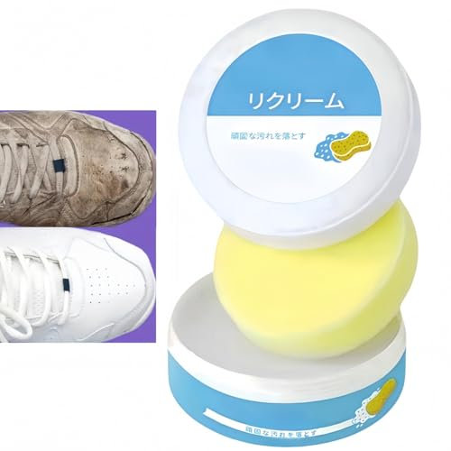 200g White Shoe Cleaning Cream,White Shoe Cleaner Stain Removal Cream,Multipurpose Cleaning Cream with Sponge,Shoe Multi-functional Cleaning Cream,Multipurpose Cleaning Cream with Sponge Eraser