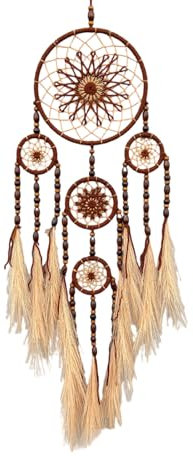 Elegante Makramee-Traumfänger mit Pampasgras und Holzperlen, Wandbehang, Ornament für Wohnzimmer, Schlafzimmer, Dekoration