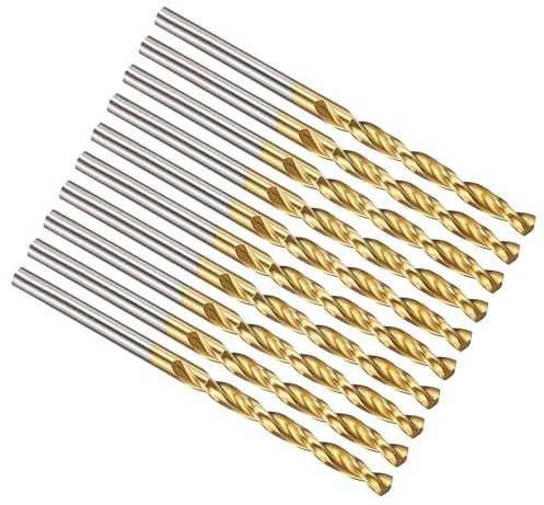 PATIKIL 3mm Drill Bit, M42 8% Cobalt High-Speed Steel Jobber Straight Shank 135° Titanium Nitride (TiN) Coated for Hard Metal Stainless Steel - 10 Pack