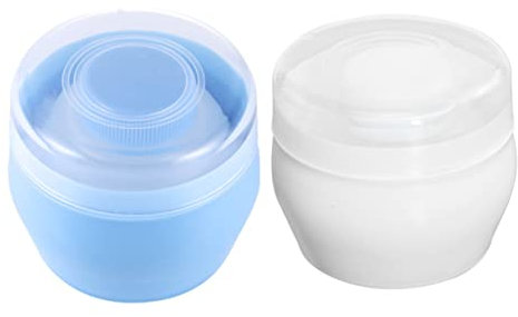 HAMPPLIES Tragbare Babypuder Puff Kasten 2 Stück Mit Fluffy Puff Leerer Körperpuderbehälter Leicht Zu Bedienen Für Zuhause Und Reise