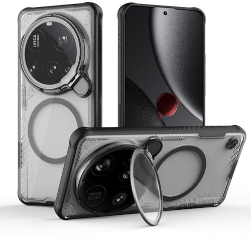 Nillkin Funda para Xiaomi 15 Ultra con MagSafe, tapa de cámara transparente y soporte, funda TPU + carcasa PC ecológica antiamarilleo, protección anticaídas y completa, delgada y elegante, color Negro