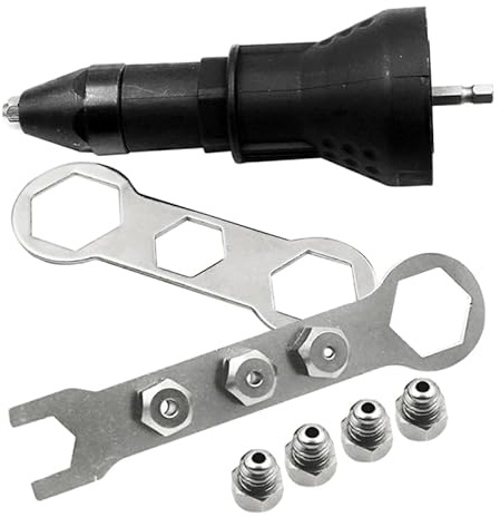 SHINEOFI Adaptateur Électrique à Rivets pour Perceuse sans Fil Outil de Fixation de Boulons Noir Compatible avec Rivets de Différents Diamètres