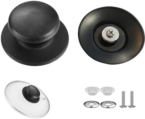 Pot Lid Knobs,2 Pcs Universal Black Pan Lid Cover Knob Replacement Kitchen Cookware Knob Handle, Circular Handgrip Knobs for Casserole Kettle Glass Pot Pan Saucepan A5HSGGBS