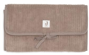 Jollein Wickelunterlage Cloudy Rib – Milky Coffee – Mit Fächern & Schleife – Weich & Abwischbar – Tragbare Wickelauflage Ideal für Unterwegs – 71x50 cm
