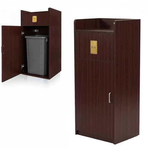 CVS2020.COM CVS Commercial Restaurant Large Kitchen Bin 36 Gallon Capacity – Heavy Duty Plastic Waste Bin, Rubbish Bin with Push Door, Kitchen Bin for Restaurant, Takeaway Recycling Waste-MAHOGANY