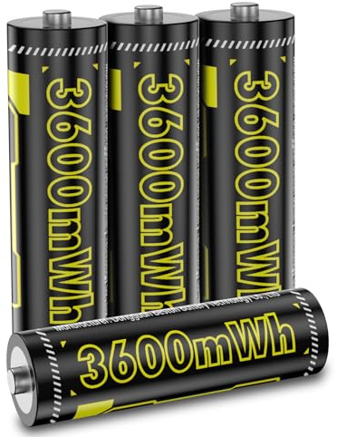 1.5V AA Rechargeable Batteries 4 Pack, – 2026 Upgrade Long-lasting AA Lithium Battery – 1500 Cycles 3600 mWh Ultra-High Capacity Li-ion Batteries, Precharged