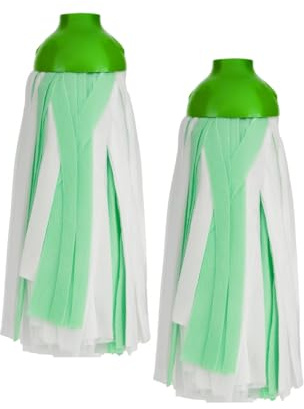HOMESHOPA Synthetic Floor Mop Head, 2 Pack Green Super Absorbent Synthetic Cloth Strands, Versatile Easy-Clean Mop Refill for Home, Office & Commercial Use