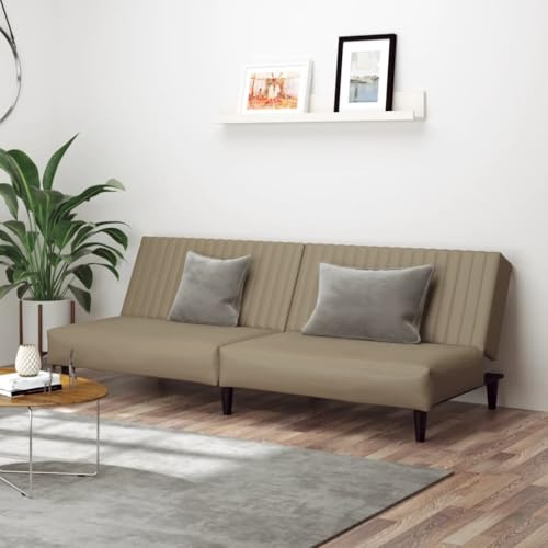 Mimdixy Schlafcouch, Schlafsofa 2-Sitzer Cappuccino-Braun Kunstleder Bodensofa für Wohnzimmer und Schlafzimmer