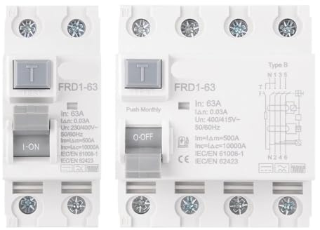 1 pièce RCCB RCD Type B disjoncteur différentiel à courant résiduel Evse 4P AC 40A 63A 30 ma rail DIN 400V/415V