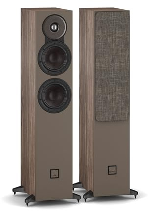 DALI SONIK 5 – Schlanker Standlautsprecher (Paar) mit 2 x 5¼″ Clarity Cone™ Tiefmitteltönern, 29 mm Gewebekalotte & SMC™ Technologie – Nussbaum