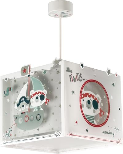 Dalber Kinder Pendelleuchte The Pirates Piraten Tiere 74552M, Blau | Hängelampe; Deckenleuchte; Kinderzimmer; E27 - 1 x 15W