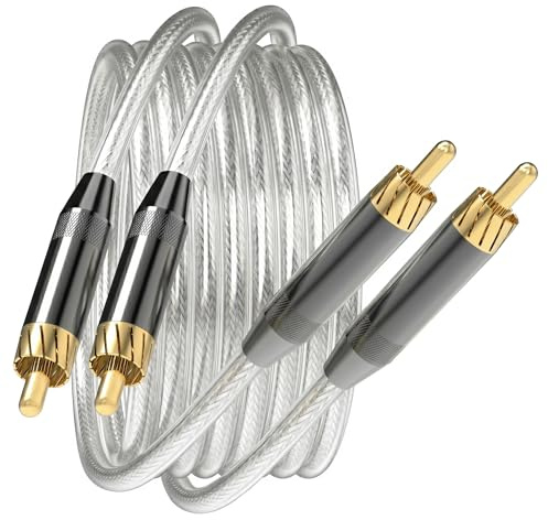 ZVOIYKM 2 Rca to Rca Cable 1.8m, High-End Audiophile HiFi Stereo Shielded | 4-core-OFC 99.99%, 24K Gold-Plated Plug, 1.8m RCA Audio Cable, L/R Channel, forCD/DVD/Turntables/Phono/Amp/Car