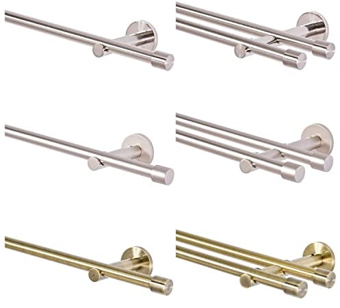 MDEKOR Gardinenstange gold 200 cm lang 1 läufig Gardinenstangenset aus Metall Antik-Gold Gardinenstangen Wandbefestigung