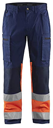 Blaklader 155118118953C60 Arbeitshose mit Stretch, Marineblau/Orange, Größe C60