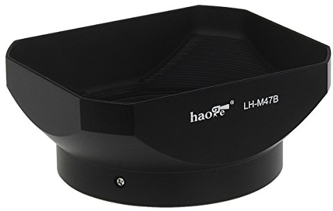 Haoge LH-M47B Rechteckige Gegenlichtblende aus Metall für Olympus M.ZUIKO Digital ED 12mm f2 1:2.0 Objektiv ersetzt Olympus LH-48 schwarz