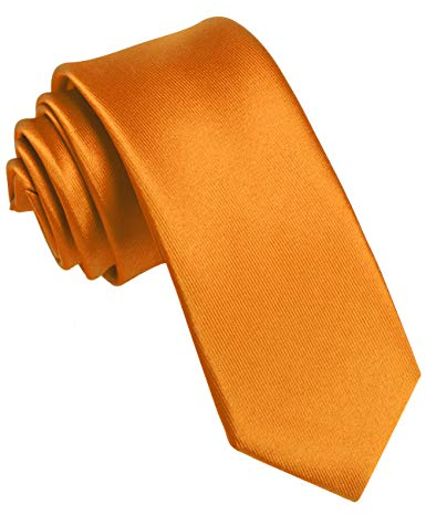 JEMYGINS Schmale Herren Krawatte einfarbig in verschiedenen Farben 6cm (Orange2)