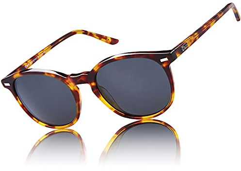 DUCO Retro Polarisierte Damen Sonnenbrille Vintage UV400 Schutz Sonnenbrillen Leichtgewicht Acetat Rahmen 1230 (Tortoise)
