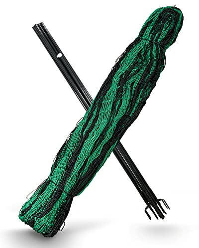 Agrarflora Geflügelnetz - engmaschiger Hühnerzaun - Weidezaun - Kleintierzaun mit Zugangstor, Pfählen und Heringen - mobiler Geflügelzaun - Farmzaun - Größe: 21m x 125cm