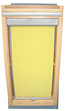 Rollo für VELUX Dachfenster Abdunkelungsrollo Komfort Premium für TYP GGL/GPL - 306 oder M06 - Farbe gelb - mit BLENDE und Haltekrallen - KLICK Montage