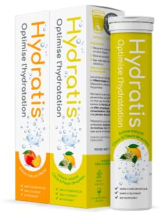 HYDRATIS - Pastilles Hydratation Electrolytes - Mix Citron/Sureau + Pêche - Améliore l'Hydratation et Favorise l'Énergie - Formule Isotonique - Sport, Récupération - 2 tubes (40 Pastilles)