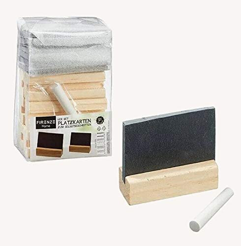 RiloStore 12 STK SCHIEFERTAFEL Namenskarten Platzkarten Platzschilder Schiefer Tafeln Kreidetafeln Hochzeitsdeko Partydeko Tischdeko Schiefer Dekoteller Hochzeit Taufe Kommunion