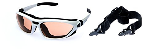 Alpland Sportbrille Sonnenbrille, Radbrille, Bergbrille, Kitebrille polarisiert (Weiß - Glas orange Kontrastverstärkt)