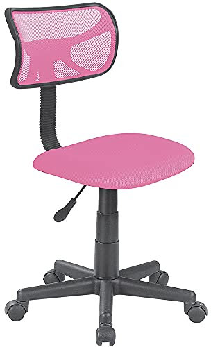 BAKAJI Sedia Girevole Scrivania Regolabile in Altezza Poltrona con Ruote Ufficio cameretta Schienale ergonomico a Rete Traspirante Seduta Imbottita (Rosa)