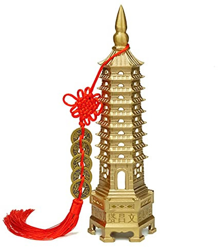 Siunwdiy Wenchang Tower Sculpture Statue, Messing Feng Shui Dekoration für Büro Home Desktop Ornamente Sammlerstücke Dekor Artefakte anziehen Karriere Ruhm Weisheit Bildung,9 storeys 9.8 high