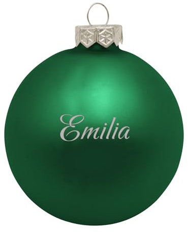 Deitert Weihnachtskugel mit Wunschtext Gravur, Ø 8cm, personalisierte Christbaumkugel aus Glas (matt), Individueller Weihnachtsbaumschmuck Namen oder Spruch, Wunschtext, grün