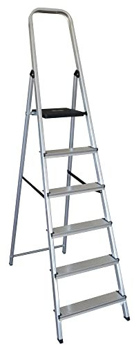 KTL - Escalera de Tijera K-OFFICE (6 Escalones) de Aluminio Silver 150 kg