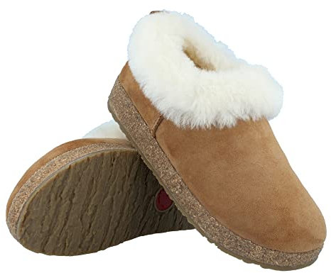 HAFLINGER Lammfellclog Iceland Filzpantoffel Hausschuh Chestnut, Gr 36