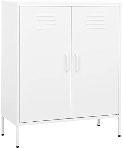 vidaXL Lagerschrank Sideboard Kommode Anrichte Stahlschrank Schrank Beistellschrank Mehrzweckschrank Bücherschrank Standschrank Weiß 80x35x101,5cm Stahl
