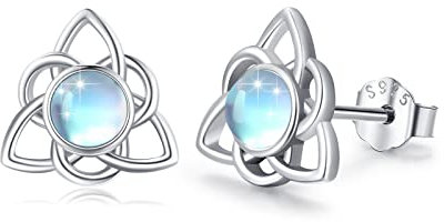 Mondstein Ohrringe 925 Sterling Silber Keltischer Knoten Ohrringe Ohrstecker Mondstein Ohrringe Mondstein Schmuck Keltischer Geschenk für Damen Mutter Tochter Freundin